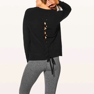 Lululemon Tied To You Black Merino Wool Sweater